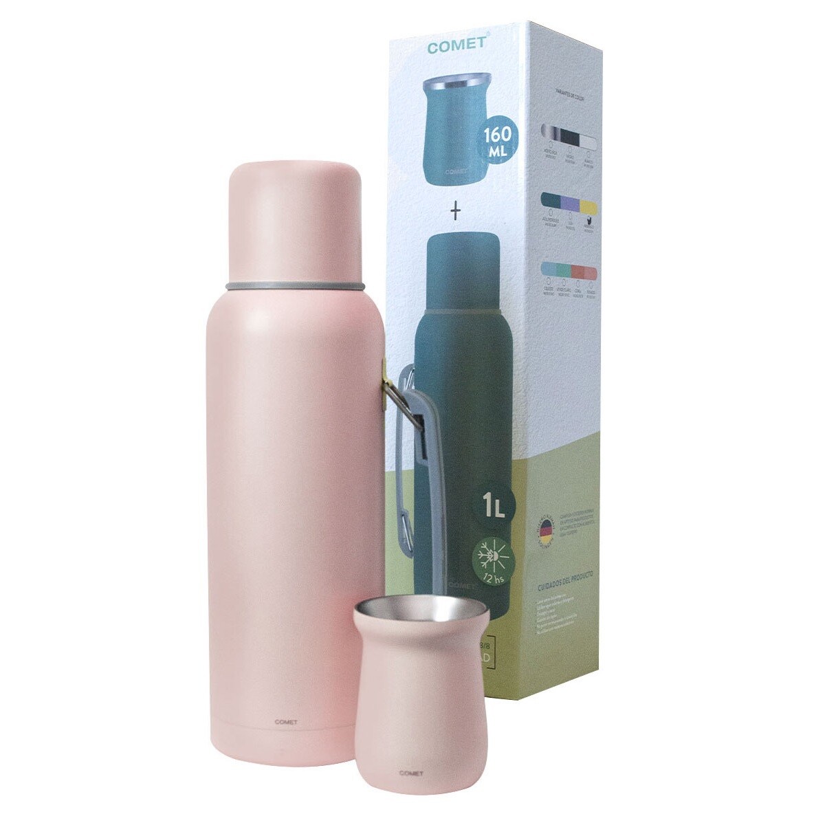 Set Comet Termo 1L Acero Inoxidable + Mate 160ML W100135 - ROSA 