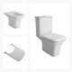JUEGO DE LOZA BLANCO,INODORO DESCARGA A 25CM, MOCHILA,TAPA, BIDET (PARA GRIFERIA BIMANDO) Y TAPA PARA BIDET LINEA MILENA MARCA F 000
