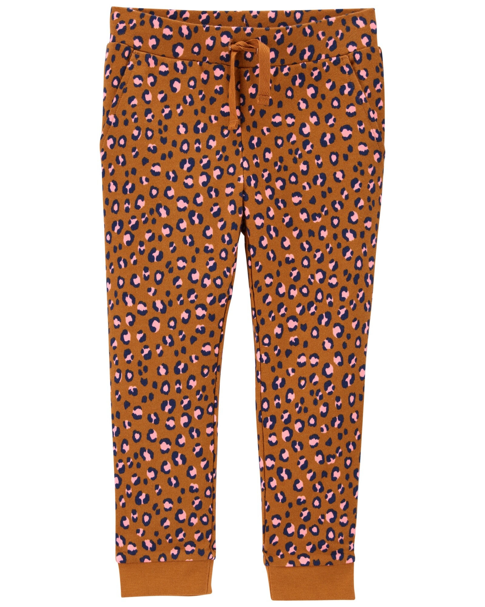 Pantalón tipo jogger estampado leopardo Sin color