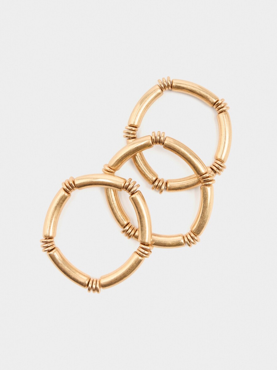 Set De Pulseras Elásticas Segmentadas dorado