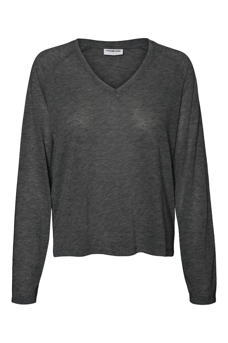 Sweater Liviano Molly Cuello En V Dark Grey Melange