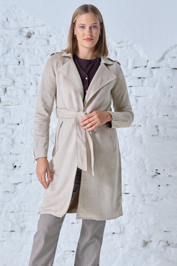 Chaqueta Larga Suede BEIGE