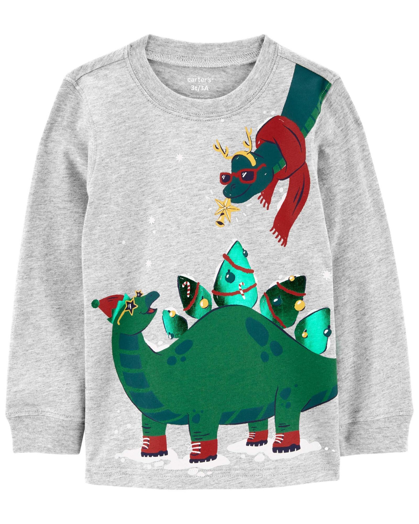 Remera de algodón, estampa navideña Sin color