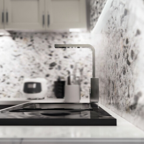 GRIFERIA GRIFO COCINA MESADA MONOCOMANDO BRILLO LINEA SAUCO CROMO