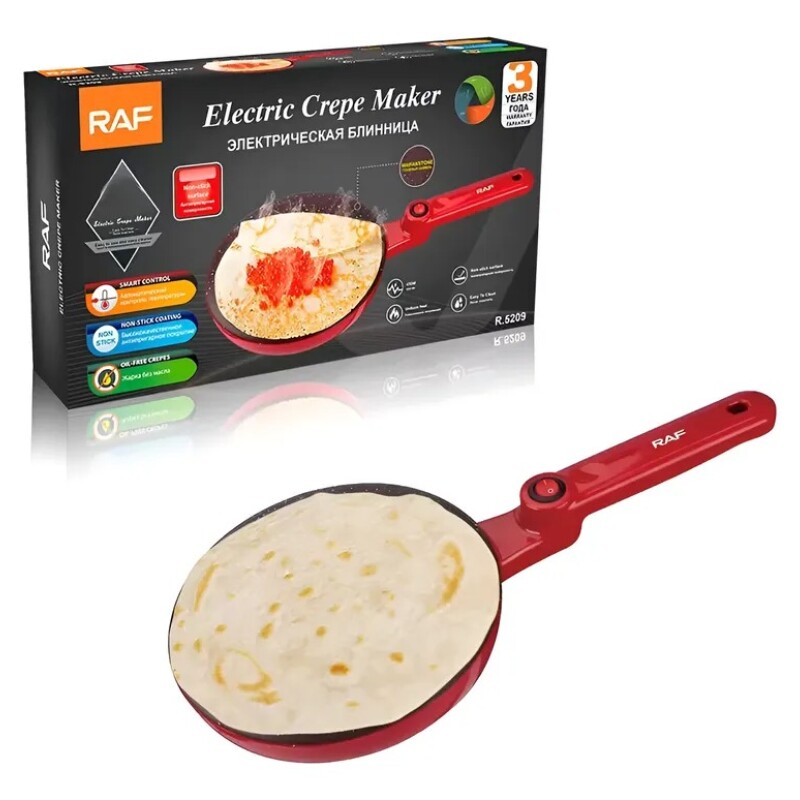 Máquina de Panqueques Antiadherente Cerámica Roja RAF R-5209 Máquina de Panqueques Antiadherente Cerámica Roja RAF R-5209