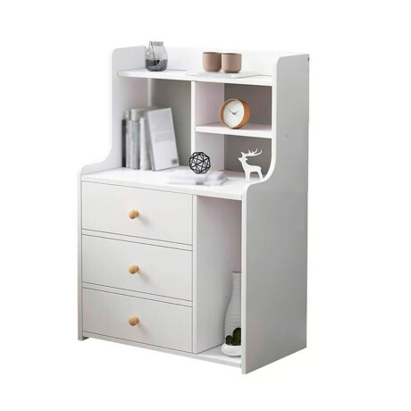 Mesa de Luz 2 Cajones y Estantes 50CM X 30CM X 70CM BLANCO