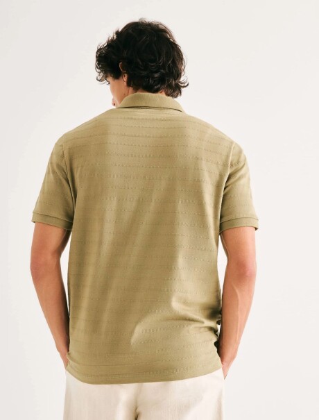 CAMISETA TIPO POLO CON RAYAS TEXTURIZADAS MARRÓN
