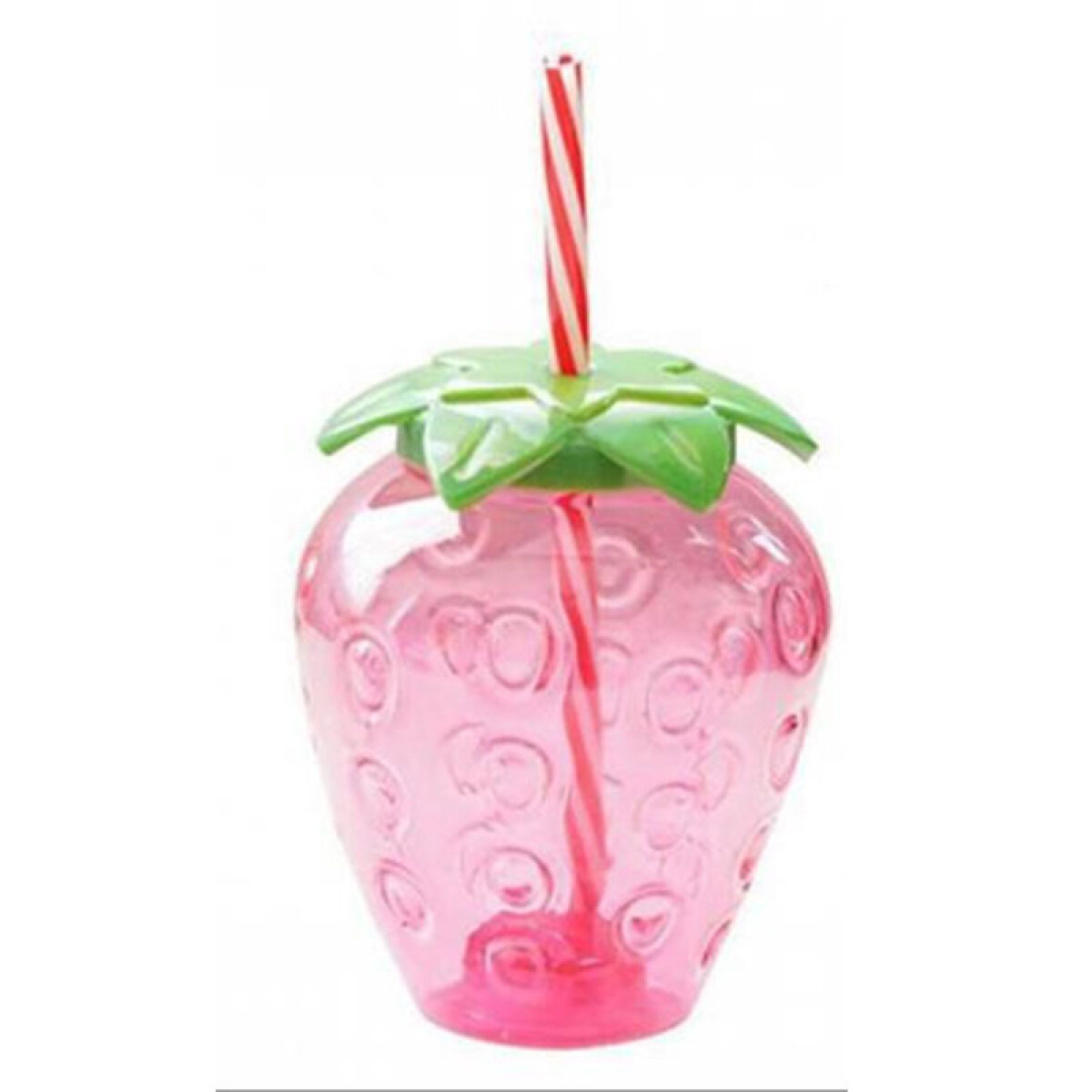 Vaso con tapa y sorbito forma de fresa 500ml - Vaso Con Tapa Y Sorbito Forma De Fresa 500ml 