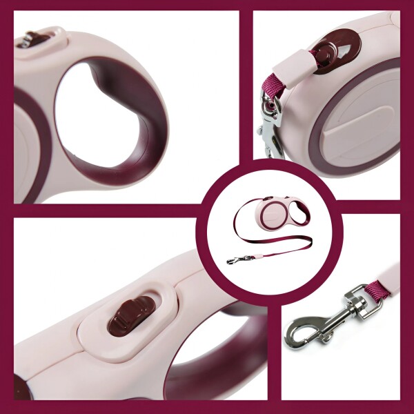 Correa Extensible 3 Mts Retractil Hasta 15Kg Perro Mediano Variante Color Rosa Violeta