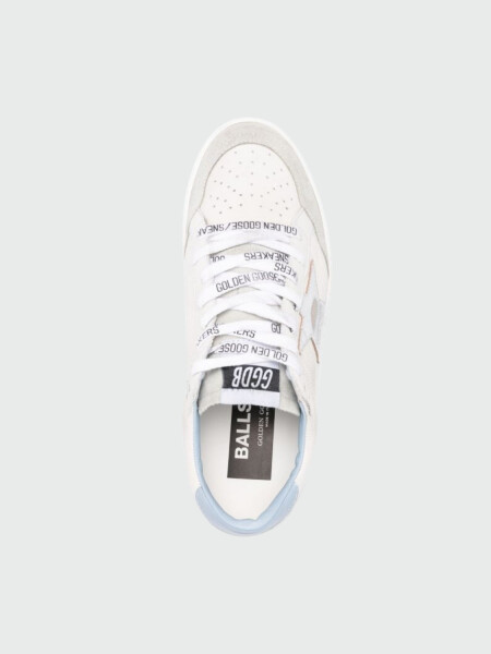 Golden Goose - Championes de cuero acordonados, Ball star Blanco