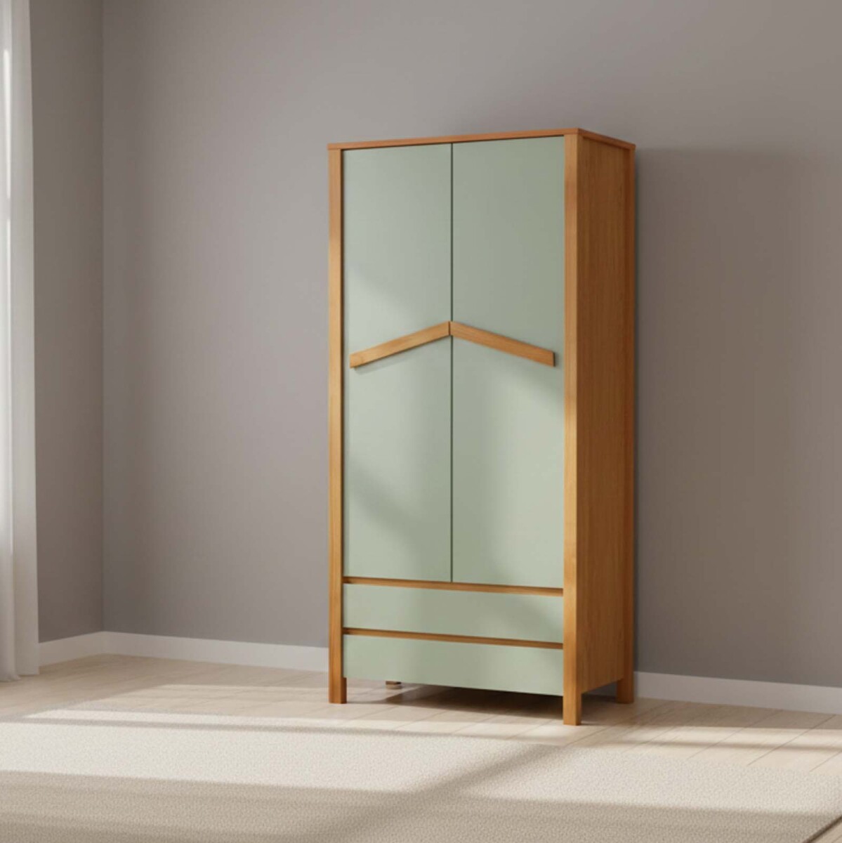 PLACARD KIDS - 2 PUERTAS MDF-Y-MADERA VERDE LYON 