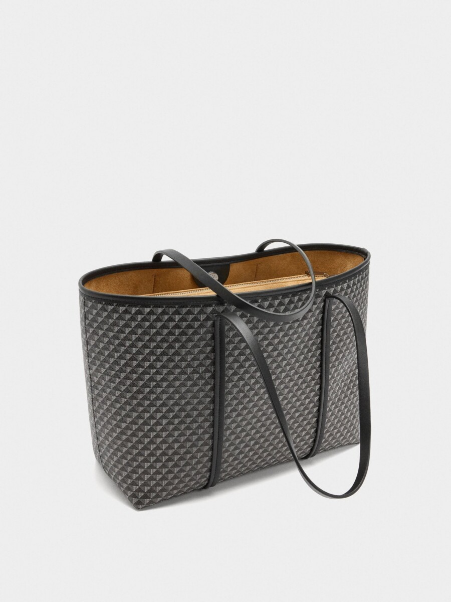 Bolso Shopper Estampado Con Bolsa Extraíble negro