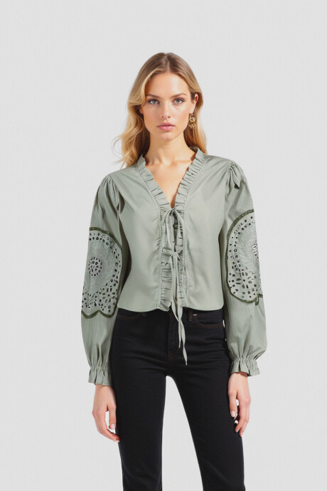 Blusa Vise Verde Grisaceo