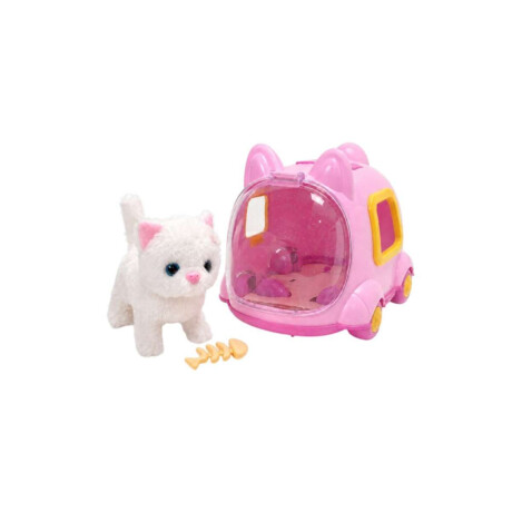 Gatito de peluche con caja transportadora Rosado
