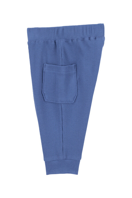 Set dos piezas de algodón texturado, pantalón y remera, azul Set dos piezas de algodón texturado, pantalón y remera, azul