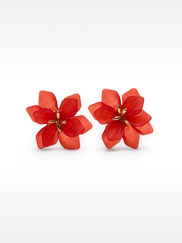 Pendientes Maxi De Flor rojo