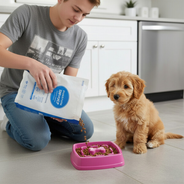 Plato Comedero Come Lento Perros Gatos Mascotas Plastico Color Fucsia