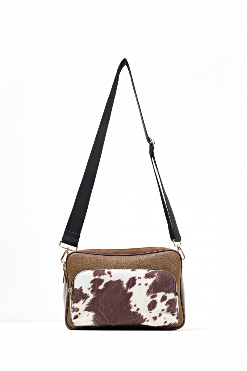 Bandolera eco piel vaca - chocolate 