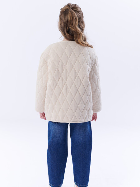 Campera capitoneada estampada Rayas Beige