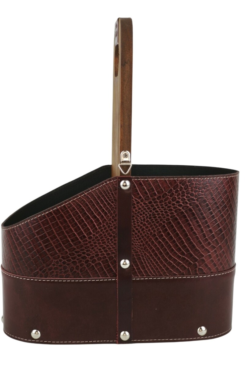 Matera de Cuero Vacuno Legítimo con Estructura Integral de Madera Bordó 2