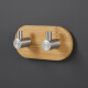 Perchero De Pared Colgante Adhesivo 2 Ganchos Madera Y Metal MADERA