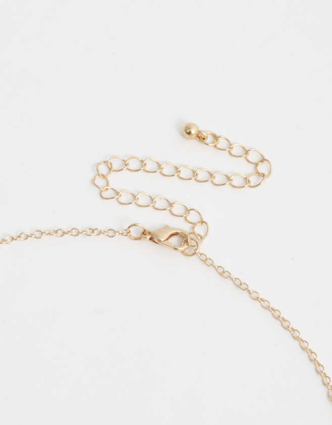 Cadena Corta con Dije Strass Corazón Collar Con Corazón - Dorado