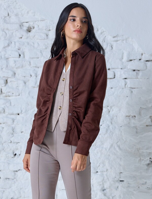 Camisa Suede Frunce MARRON