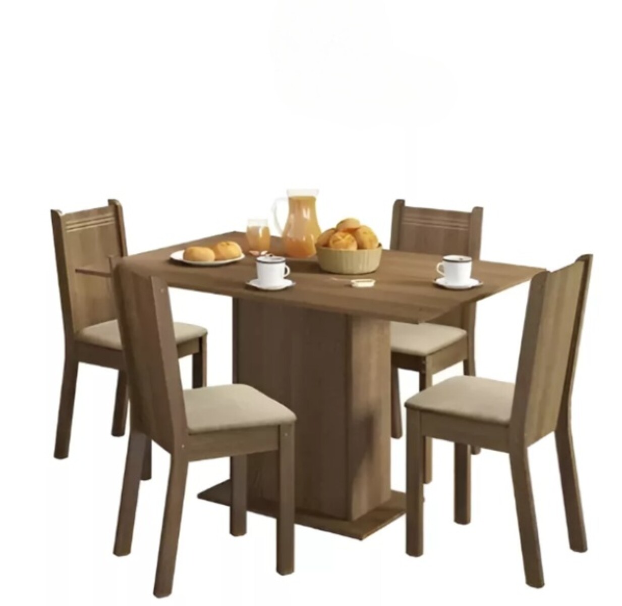 Juego De Comedor 4 Sillas Mesa Living Comedor Tapizado Lexi - Marrón 