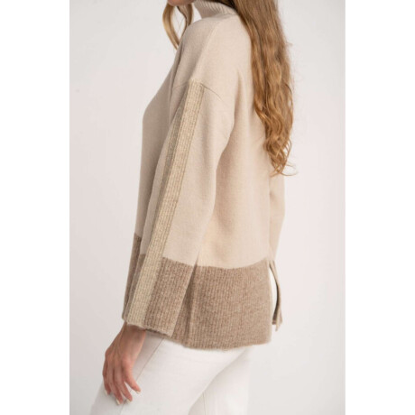 Polera Color Block Beige Melange