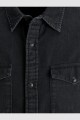 Camisa Sheridan Denim Clásica Con Broches Black Denim