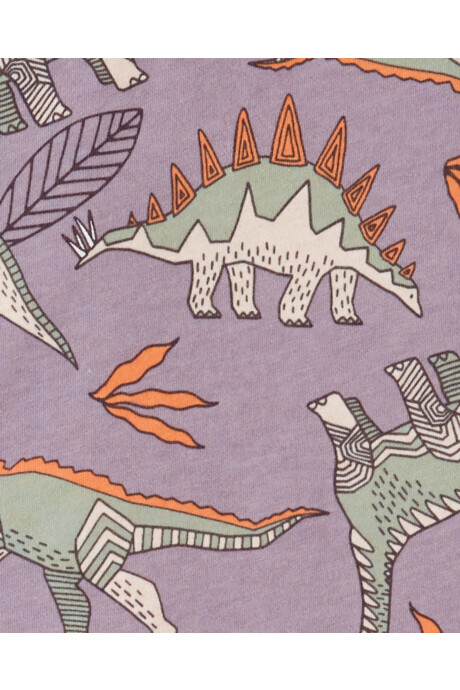 Set dos piezas de algodón, short y remera henley, diseño dinos. Talles 2-5T Sin color