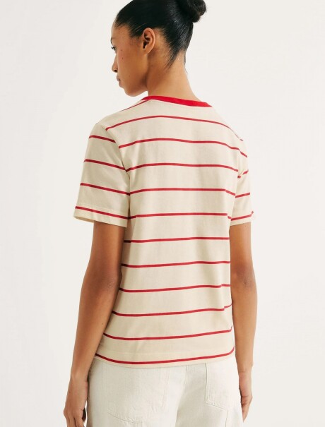 CAMISETA MANGA CORTA DE RAYAS ROJO