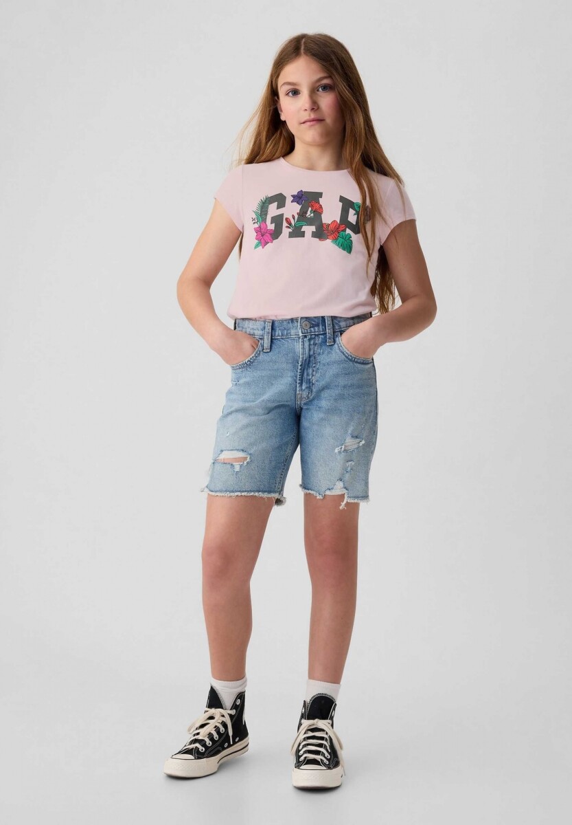 Remera Logo Gap Manga Corta Niña - Light Peony 