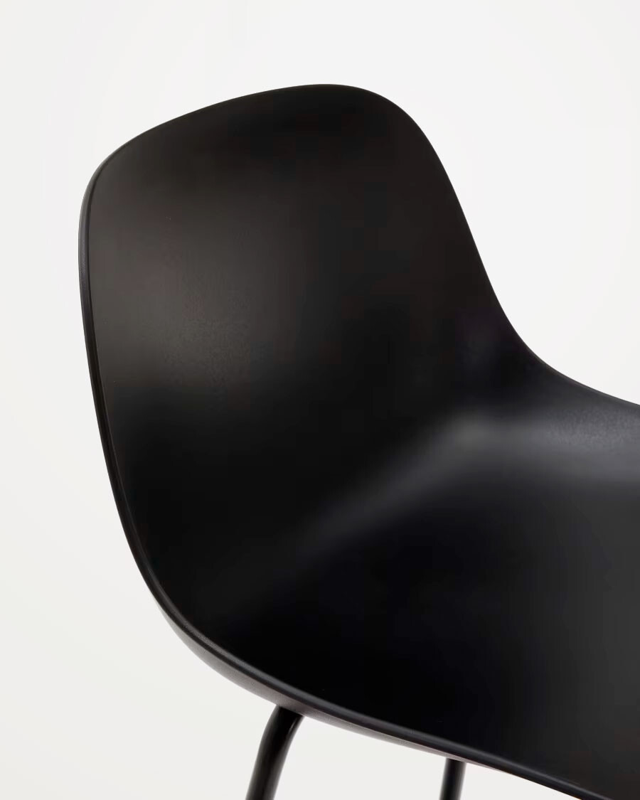 Taburete Altea negro y patas de acero con acabado negro 75 cm