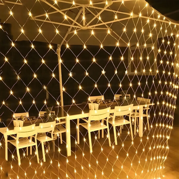 Lluvia De 200 Luces Blancas Led Cortina 3x2 Metros 10 Modos Variante Calida