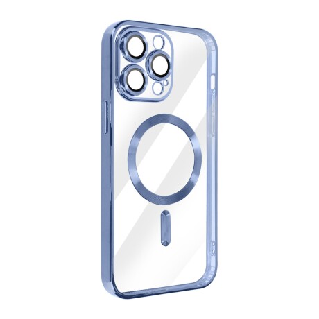 Case Transparente con Carga Inalambrica y Borde de Cromado Iphone 14 Pro Blue