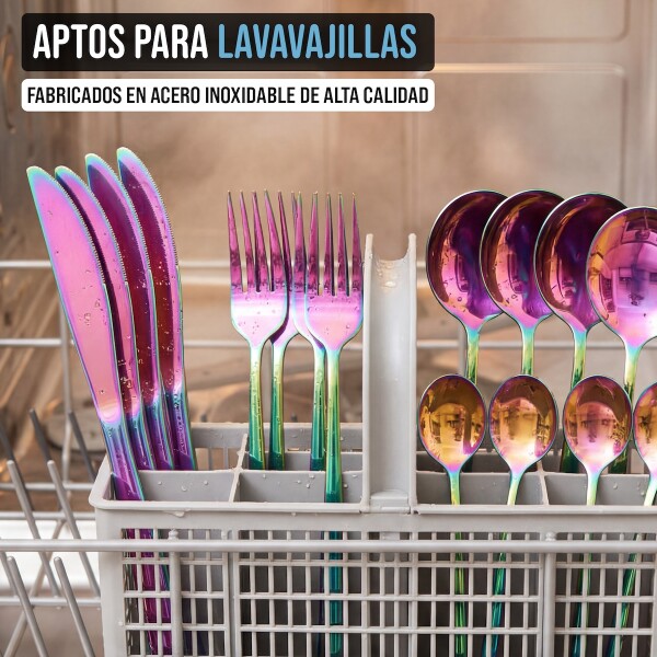 Set x24 Cubiertos de Acero Inoxidable Cuchillos tenedor cucharas Cocina IMBACK Multicolor Set x24 Cubiertos de Acero Inoxidable Cuchillos tenedor cucharas Cocina IMBACK Multicolor
