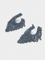 Pendientes Maxi Redondeados De Cristales azul