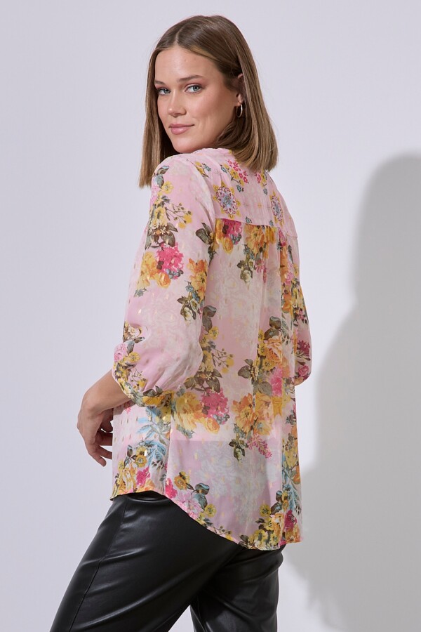 Blusa Gasa Lurex ROSA/MULTI