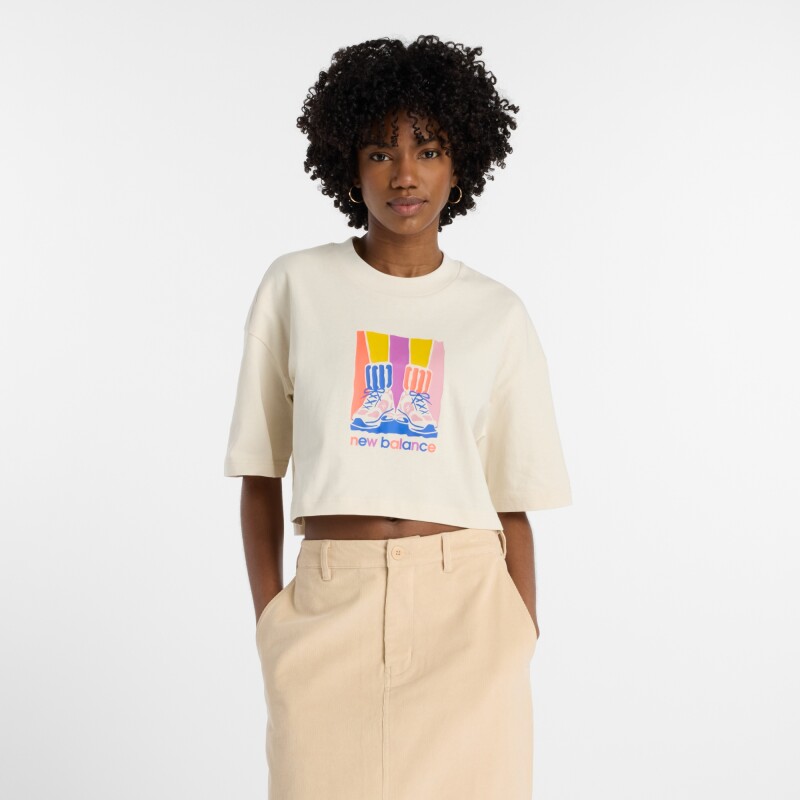 Remera New Balance de dama - WT53904LIN BEIGE