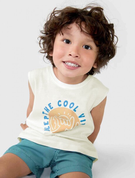 MUSCULOSA INFANTIL CON ESTAMPA BEIGE