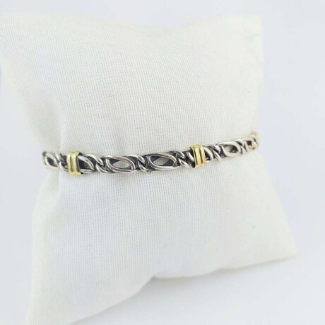 Pulsera De Plata 925 Con Detalles De Double En Oro 18Ktes Grumete Doble