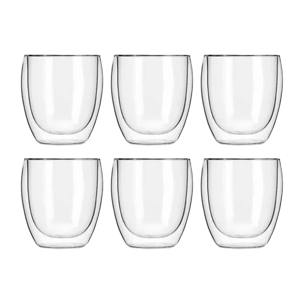 Set x6 Pocillo Doble Vidrio de 250 Ml 