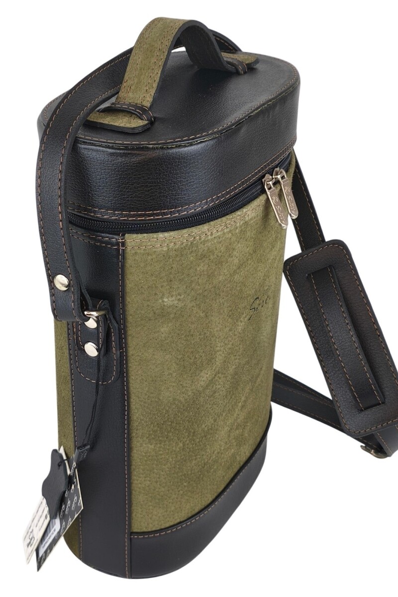 Matera de cuero combinada con pecari verde