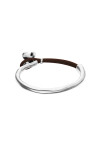 PULSERA DE CUERO MARRÓN SEMIRÍGIDA BAÑADA EN PLATA DE LEY CON MARIPOSA Pulsera