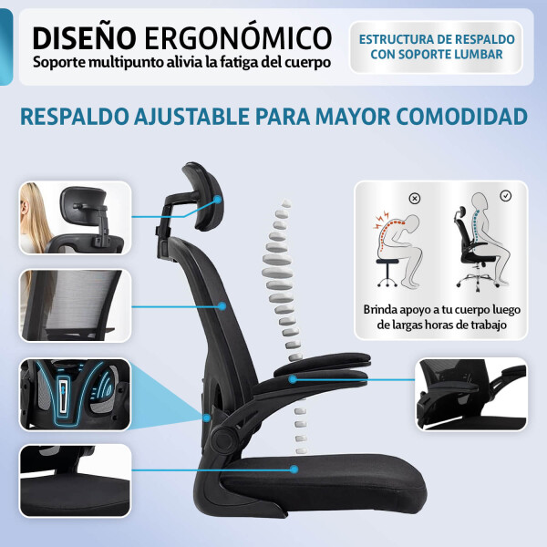 Silla de Escritorio Ergonómica Silla Ejecutiva de Oficina Tapizado Mesh Negro Silla de Escritorio Ergonómica Silla Ejecutiva de Oficina Tapizado Mesh Negro
