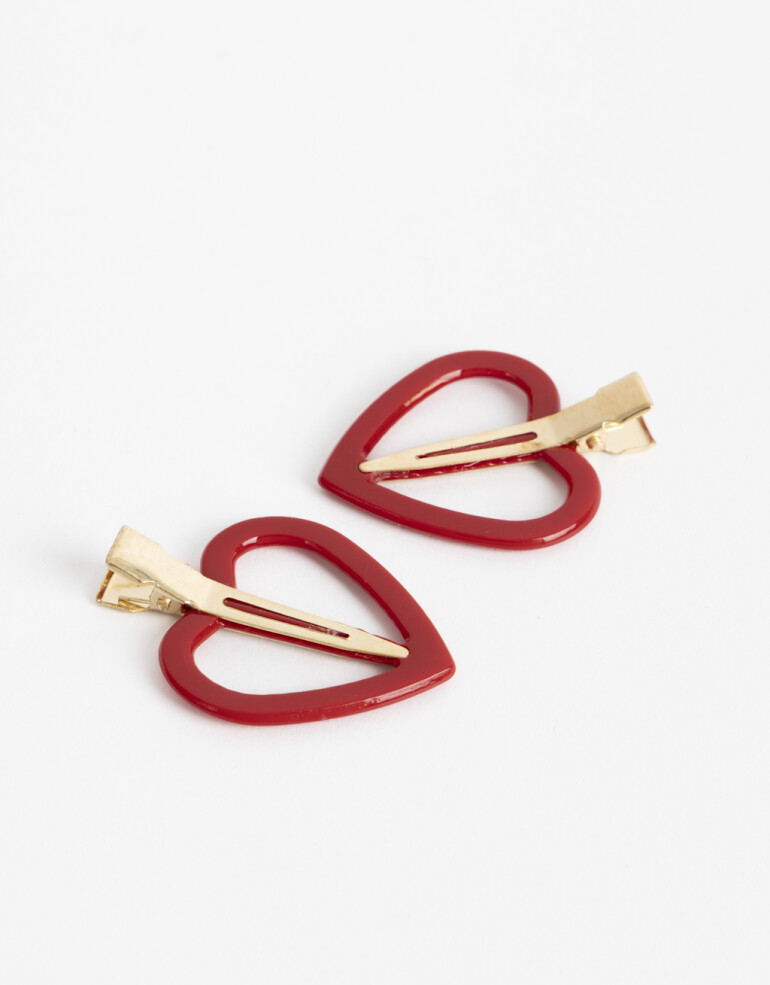 Horquillas Set Acrilico Set De Horquillas Corazón - Rojo Burdeaux