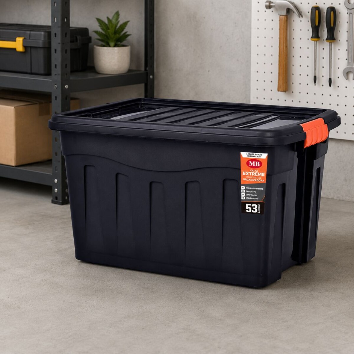 CAJA ORGANIZADORA CON RUEDAS 53 LITROS MB NEGRO 