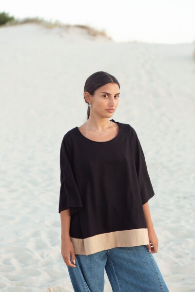 BLUSA LINA Negro Y Beig
