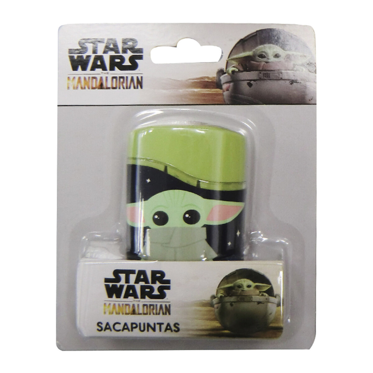 Sacapuntas Baby Yoda con Deposito y 2 Agujeros - VERDE 